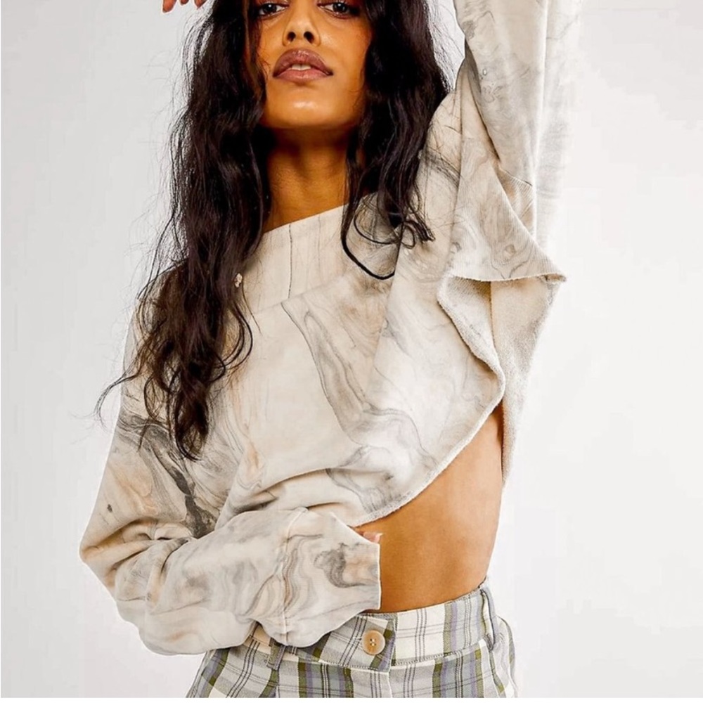 EUC Rare Find Free People X Vintage Souls Cropped Marble Hoodie Made in USA